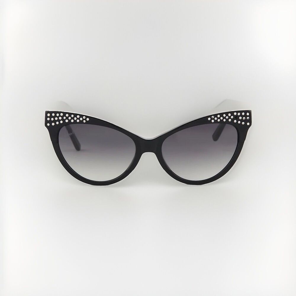 Patricia Nash Women’s Monroe Rhinestone Sunglasses Black Frame Gray Tinted